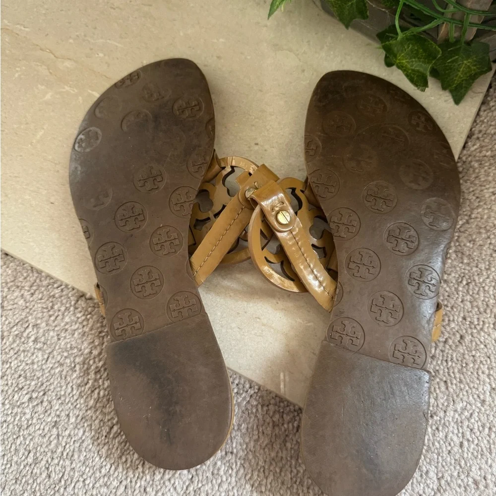 Tory Burch Miller Leather Sandals Tan